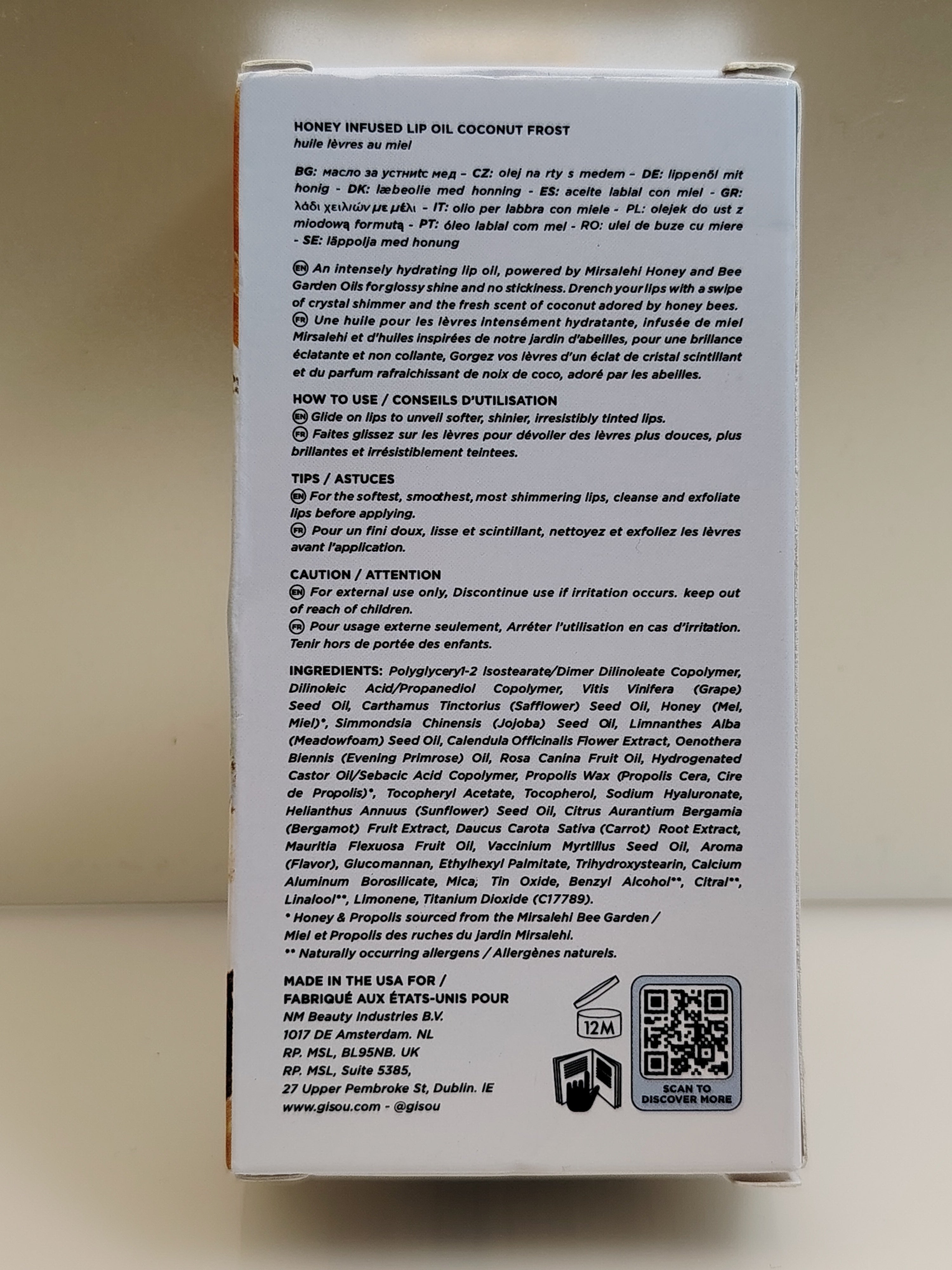 Huile à lèvres infusée au miel "Coconut Frost" Gisou