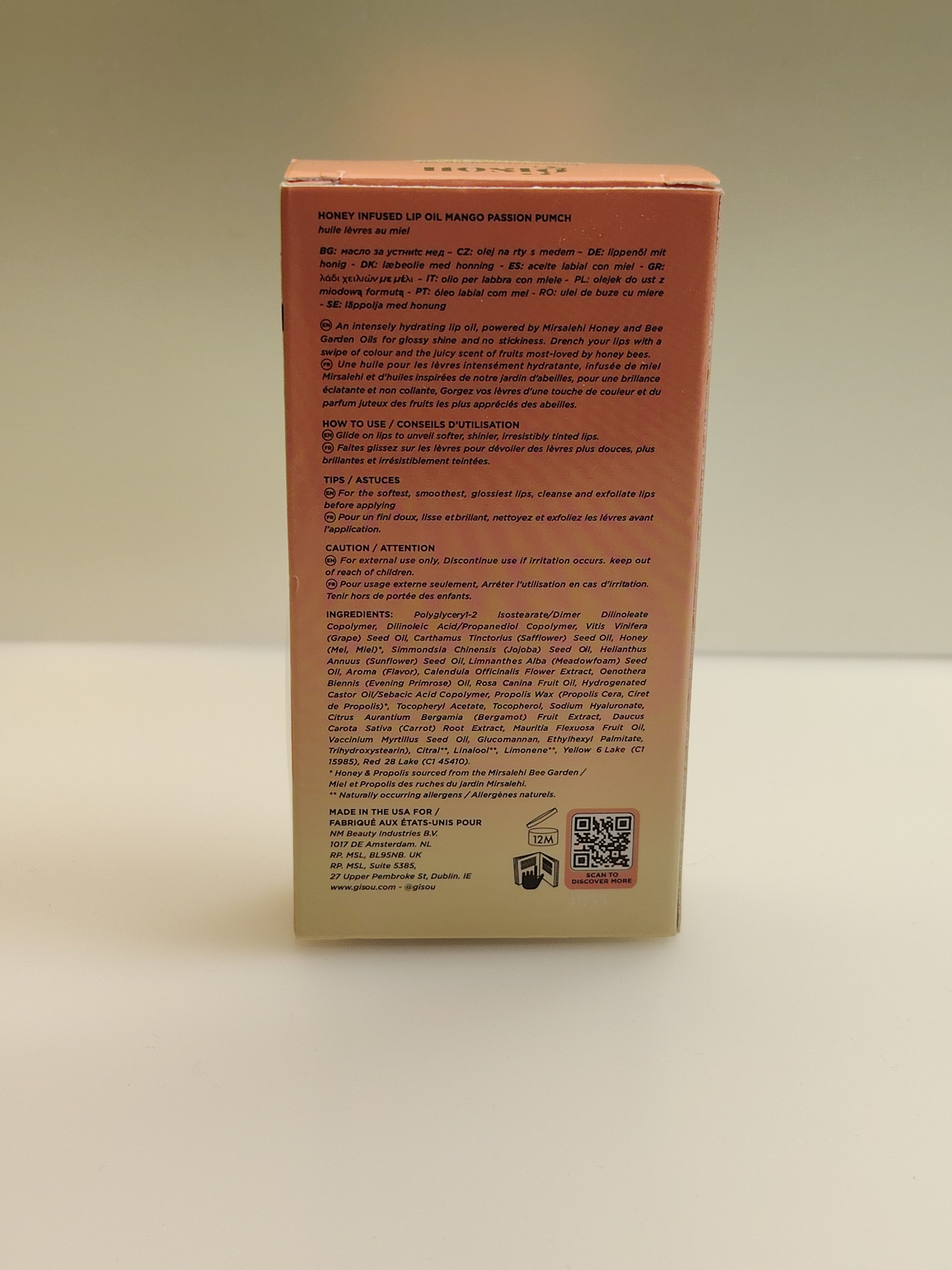 Huile à lèvres infusée au miel "Mangue passion" Gisou